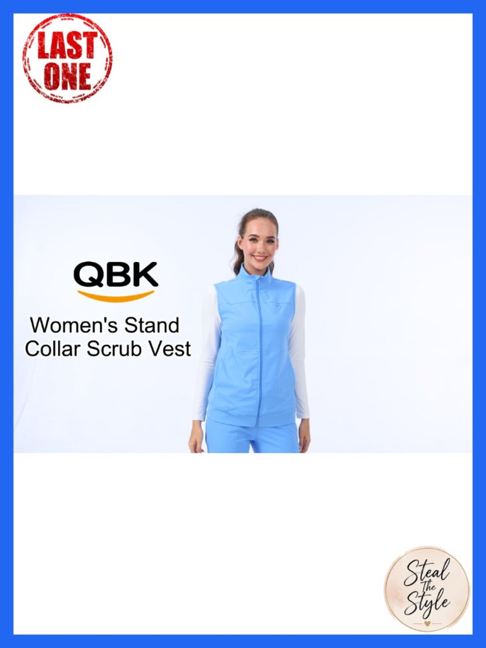 Women's Lightweight Stretch Stand Collar Scrub Vest - Picture 6 of 6
